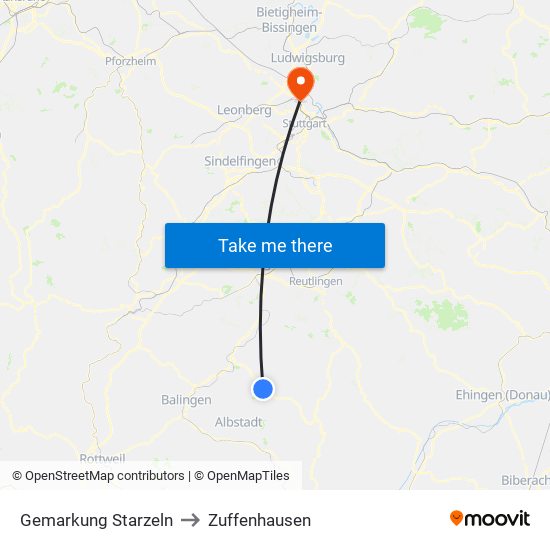 Gemarkung Starzeln to Zuffenhausen map