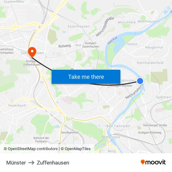 Münster to Zuffenhausen map