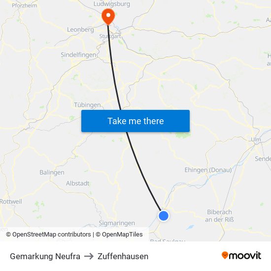 Gemarkung Neufra to Zuffenhausen map
