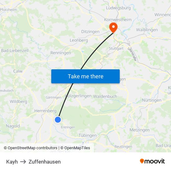 Kayh to Zuffenhausen map