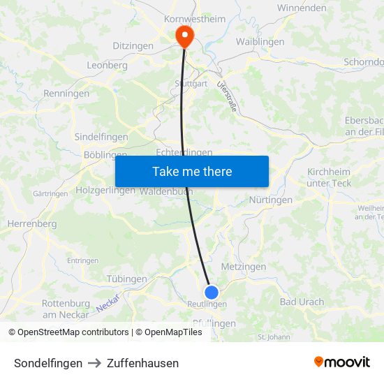 Sondelfingen to Zuffenhausen map