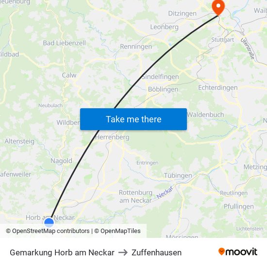 Gemarkung Horb am Neckar to Zuffenhausen map