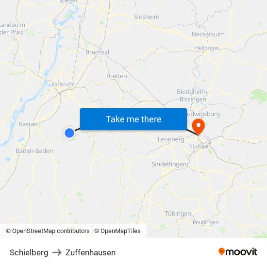 Schielberg to Zuffenhausen map