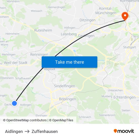 Aidlingen to Zuffenhausen map