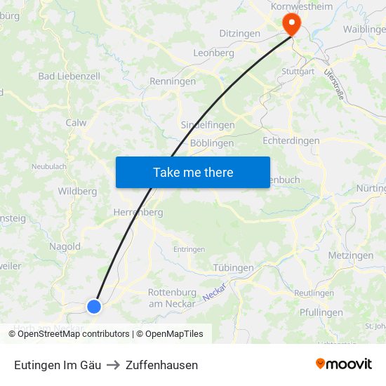 Eutingen Im Gäu to Zuffenhausen map