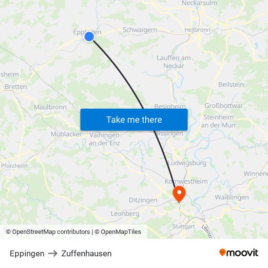 Eppingen to Zuffenhausen map