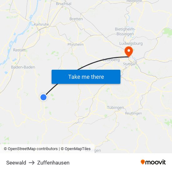 Seewald to Zuffenhausen map