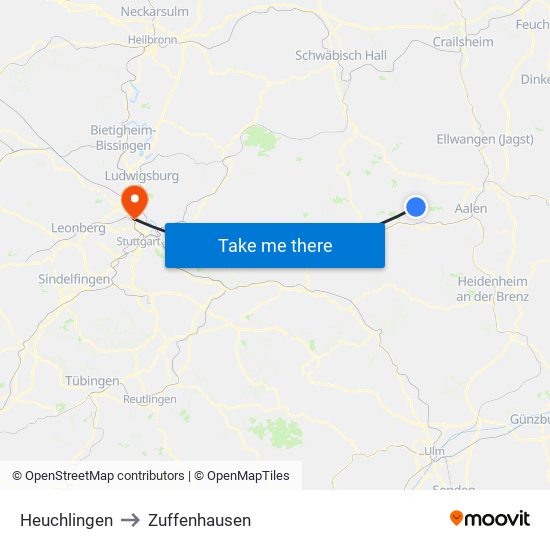 Heuchlingen to Zuffenhausen map