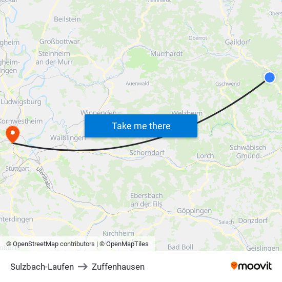 Sulzbach-Laufen to Zuffenhausen map