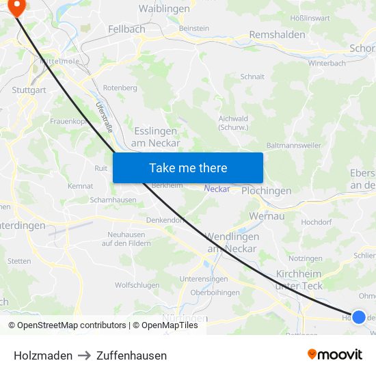 Holzmaden to Zuffenhausen map