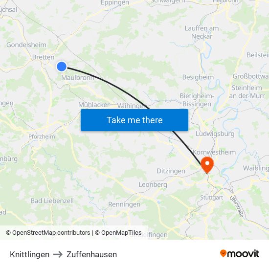 Knittlingen to Zuffenhausen map