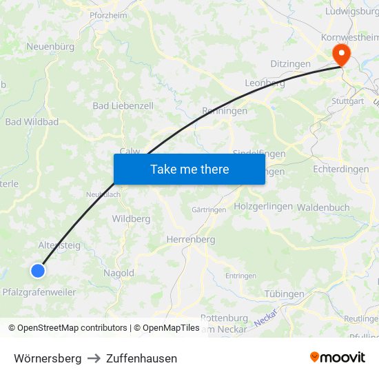 Wörnersberg to Zuffenhausen map