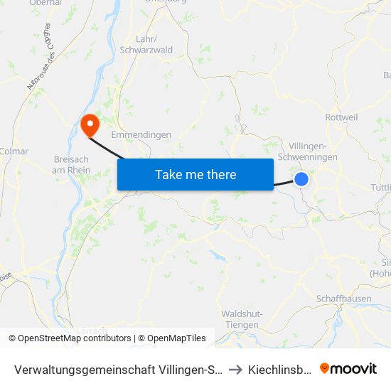 Verwaltungsgemeinschaft Villingen-Schwenningen to Kiechlinsbergen map