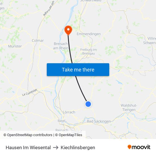 Hausen Im Wiesental to Kiechlinsbergen map