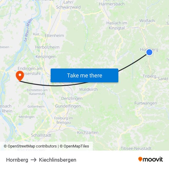 Hornberg to Kiechlinsbergen map