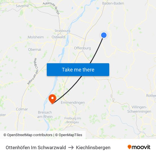 Ottenhöfen Im Schwarzwald to Kiechlinsbergen map