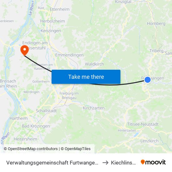 Verwaltungsgemeinschaft Furtwangen Im Schwarzwald to Kiechlinsbergen map
