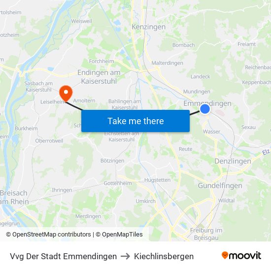 Vvg Der Stadt Emmendingen to Kiechlinsbergen map