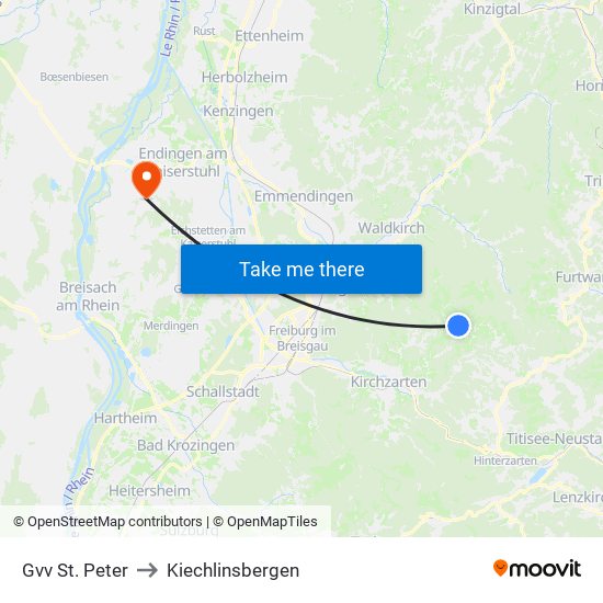 Gvv St. Peter to Kiechlinsbergen map