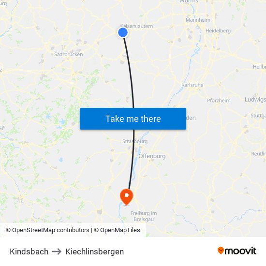 Kindsbach to Kiechlinsbergen map