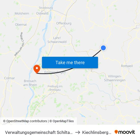 Verwaltungsgemeinschaft Schiltach to Kiechlinsbergen map
