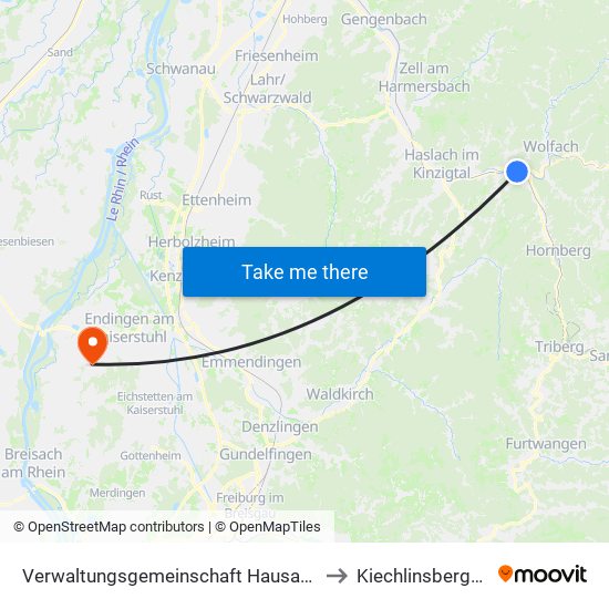 Verwaltungsgemeinschaft Hausach to Kiechlinsbergen map