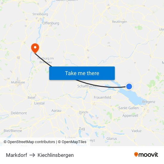 Markdorf to Kiechlinsbergen map