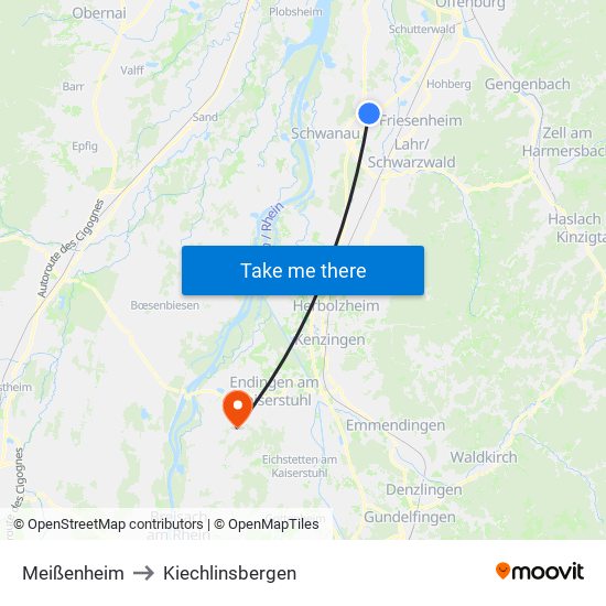 Meißenheim to Kiechlinsbergen map