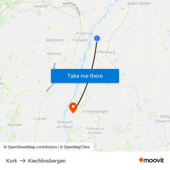 Kork to Kiechlinsbergen map