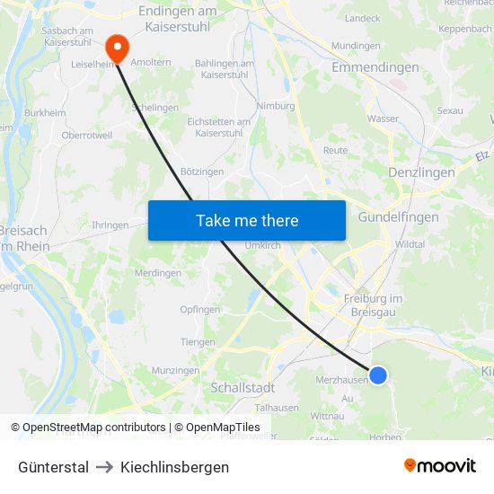 Günterstal to Kiechlinsbergen map