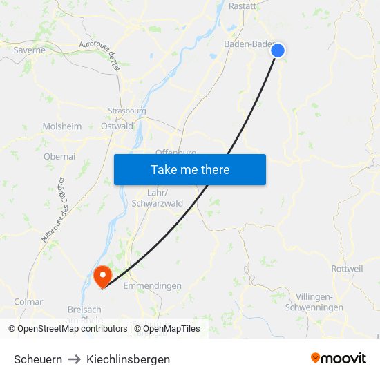 Scheuern to Kiechlinsbergen map