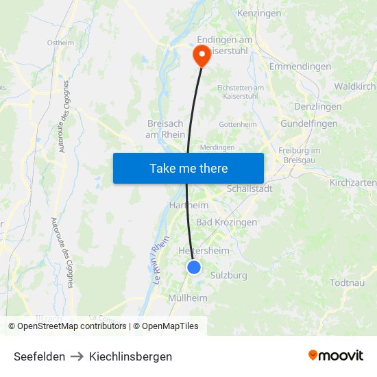 Seefelden to Kiechlinsbergen map