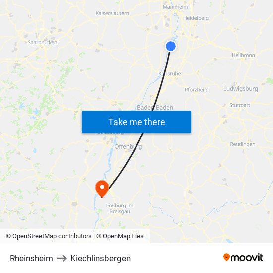 Rheinsheim to Kiechlinsbergen map