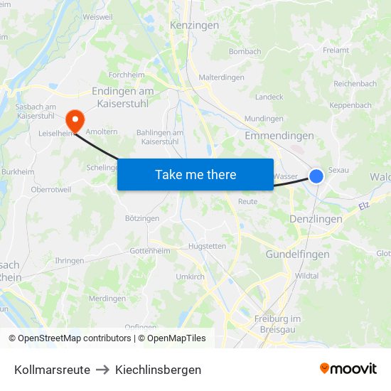 Kollmarsreute to Kiechlinsbergen map