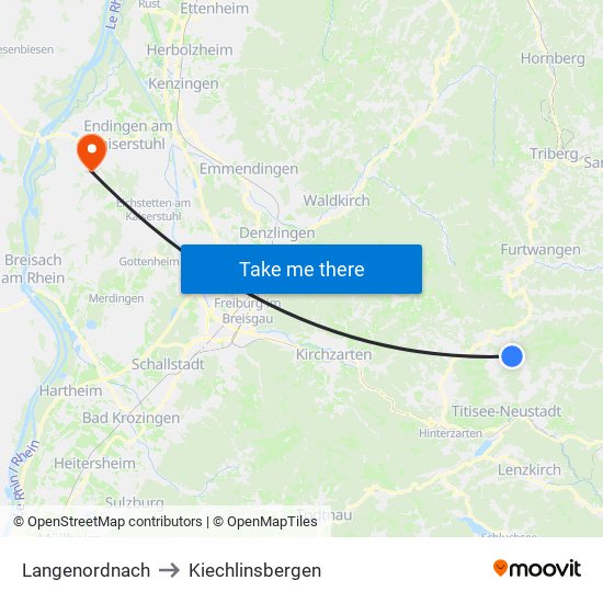 Langenordnach to Kiechlinsbergen map