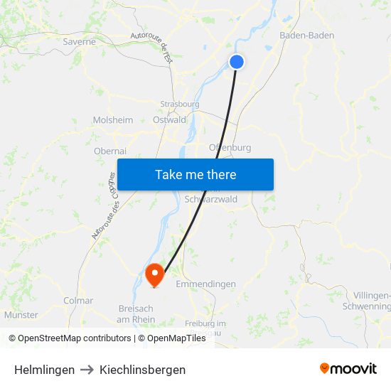 Helmlingen to Kiechlinsbergen map