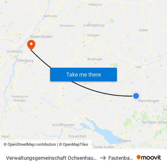 Verwaltungsgemeinschaft Ochsenhausen to Fautenbach map
