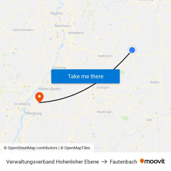 Verwaltungsverband Hohenloher Ebene to Fautenbach map