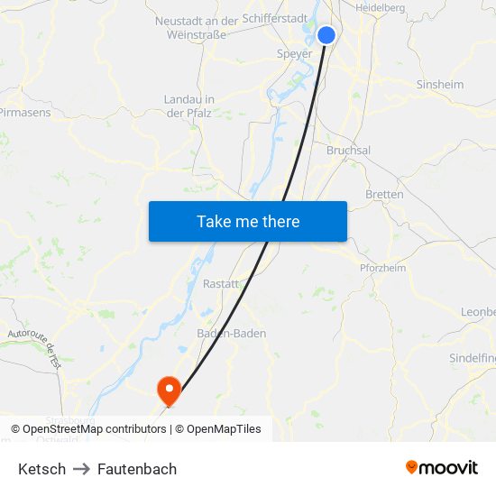 Ketsch to Fautenbach map