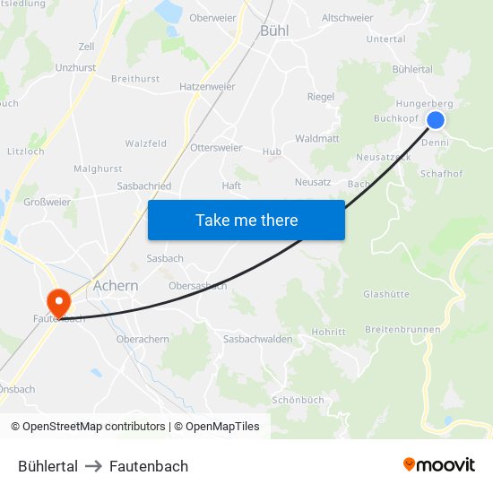 Bühlertal to Fautenbach map