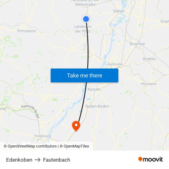 Edenkoben to Fautenbach map