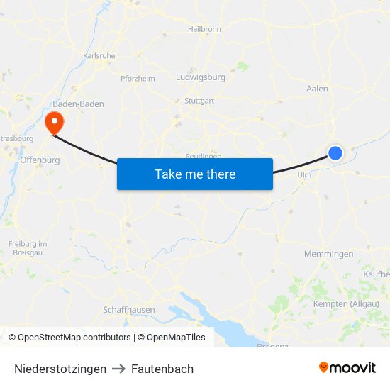 Niederstotzingen to Fautenbach map