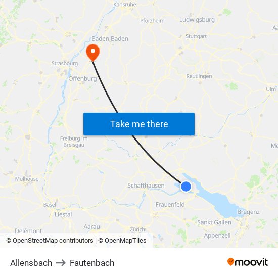 Allensbach to Fautenbach map