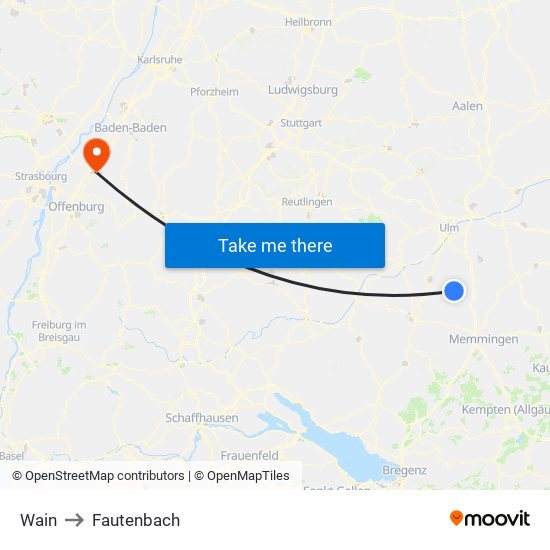 Wain to Fautenbach map