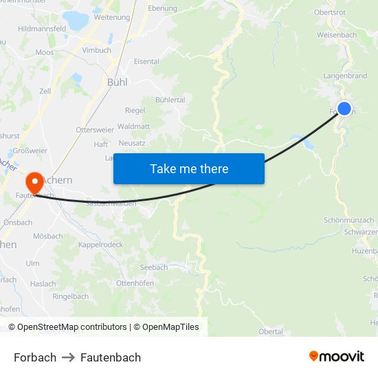 Forbach to Fautenbach map