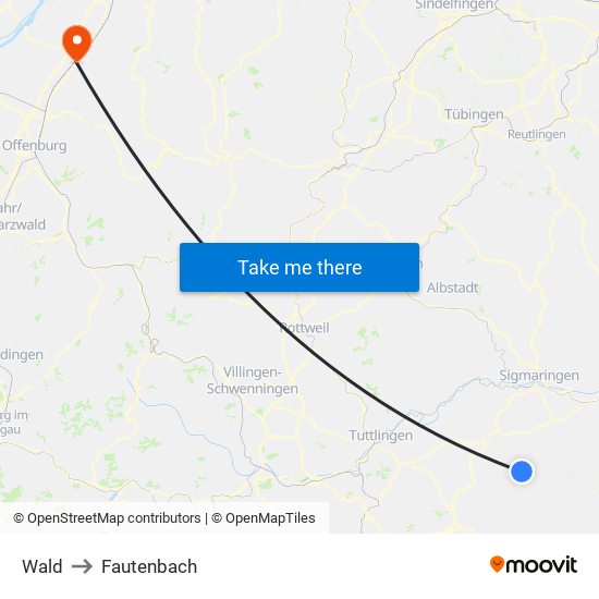 Wald to Fautenbach map