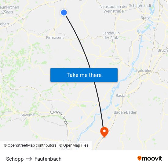 Schopp to Fautenbach map