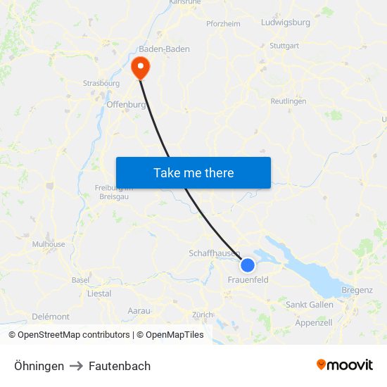 Öhningen to Fautenbach map