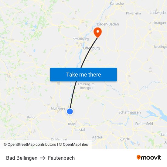 Bad Bellingen to Fautenbach map