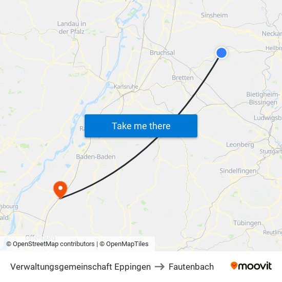 Verwaltungsgemeinschaft Eppingen to Fautenbach map